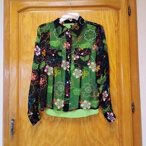 Beautiful Jeremy Spencer 100% silk long sleeve top and matching under top size M